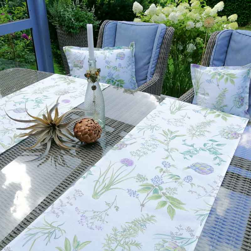 Tischläufer weiß & Artischocken (beschichtet) | Liebe dekoriert Mit
